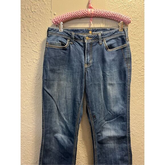 Carhartt Relaxed Fit Woman’s Blue Jeans Size 10 Tall - See Photos - Picture 3 of 11